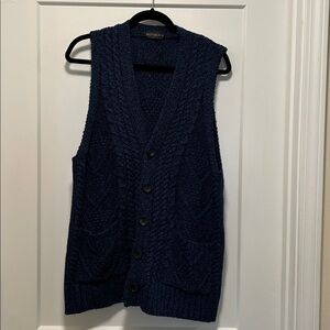 Navy Blue Knit Button-Up Vest